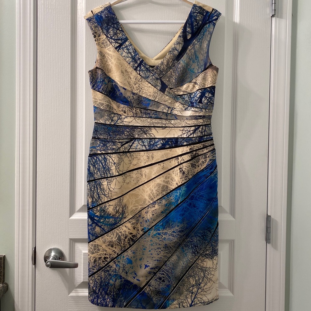 Bellissima Bodycon bandage v-neck blue tree dress